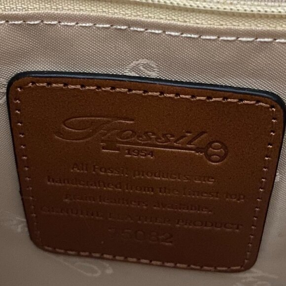 Fossil Pink Brown Leather Heart Accent Whipstitch Y2K Medium Shoulder Bag Purse - Picture 2 of 11